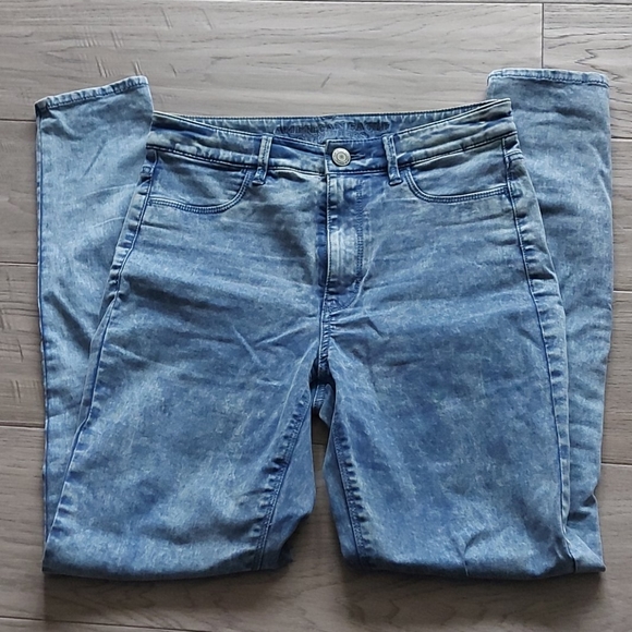 Blue American Eagle Acid Wash Jeggings - Picture 2 of 5